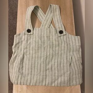 Women’s Striped Linen Crossed Back Sleeveless Top With Button Accents Size 2